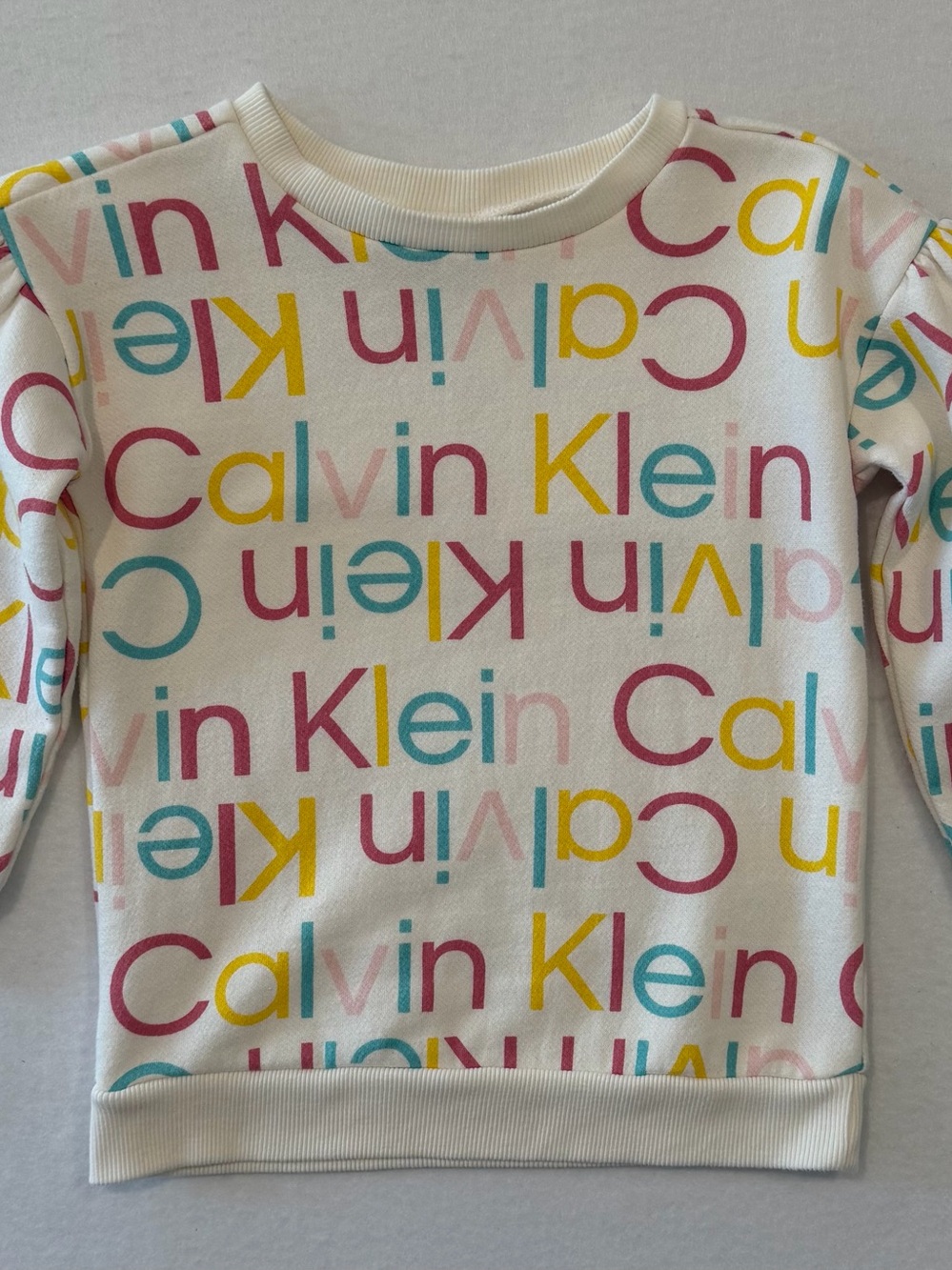 Calvin Klein Jeans 5T Logo Print Fleece Pullover Sweater Crewneck Long Sleeve